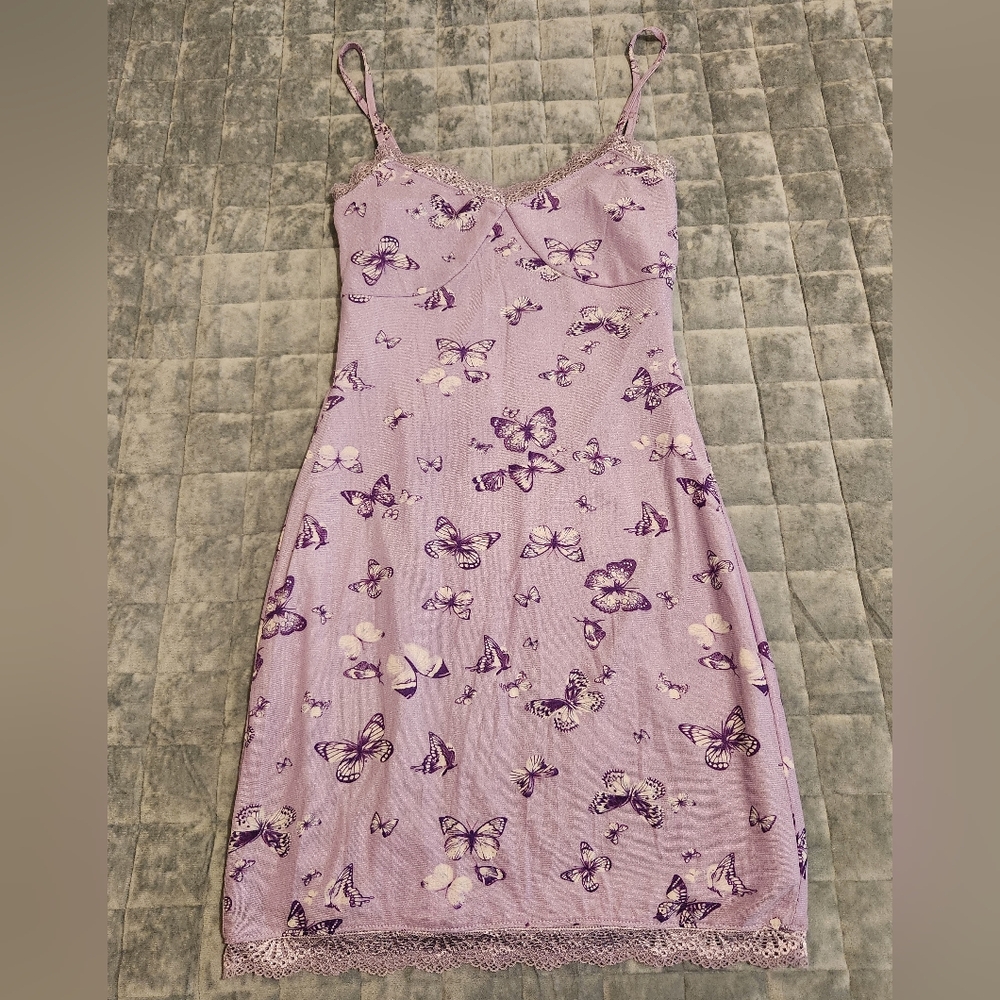 Full Tilt Lavender Mesh Lace Dress
